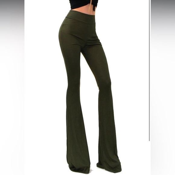 High waist Dark Green flared Pants - Picture 5 of 7